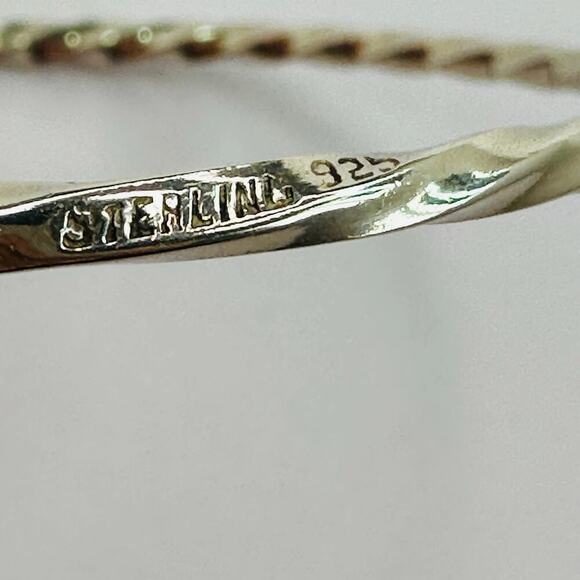 Sterling Silver Dainty Rope Twist Bangle Bracelet - Picture 4 of 6